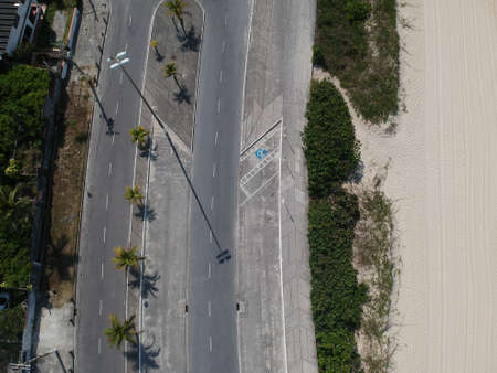 Aerial view of Piratininga beach in NiterÃ³i, Rio de Janeiro. Sunny day. Drone photo.の写真素材