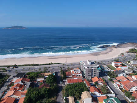 Aerial view of Piratininga beach in NiterÃ³i, Rio de Janeiro. Sunny day. Drone photo.の写真素材