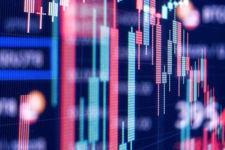Financial stock market graph. Stock Exchange. Selective focus.
