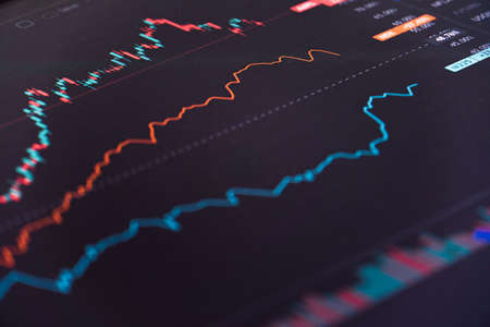 Financial stock market graph. Stock Exchange. Selective focus.
