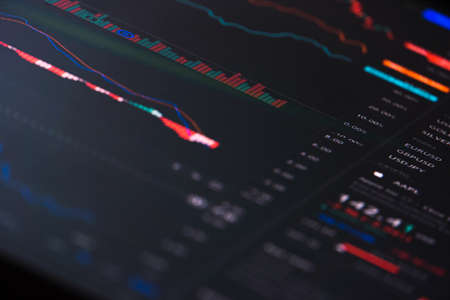 Financial stock market graph. Stock Exchange. Selective focus.の写真素材