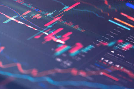 Financial stock market graph. Stock Exchange. Selective focus.の写真素材