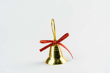 Christmas bells on white background. Christmas ornament. Selective focus.の写真素材
