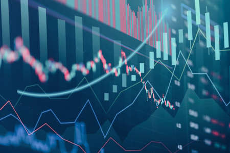 Financial stock market graph. Stock Exchange. Selective focus.