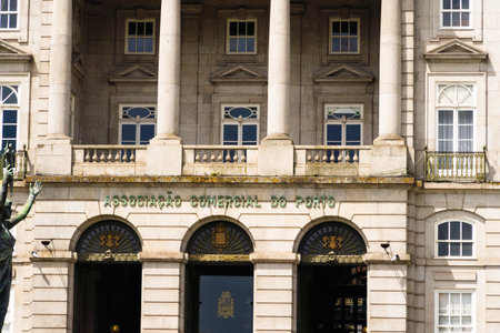 Stock Exchange Palace, Porto Commercial Association. At the Infante Dom Henrique Square, in the historic centre of Porto, Portugal. Porto, Portugal, May 9 2024.の写真素材