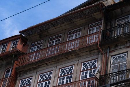 View of the city of Porto. Characteristic architecture of Porto, Vila Nova de Gaia, Portugal. Urban landscape along the river. Houses and buildings.の写真素材