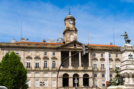 Stock Exchange Palace, Porto Commercial Association. At the Infante Dom Henrique Square, in the historic centre of Porto, Portugal. Porto, Portugal, May 9 2024.の写真素材