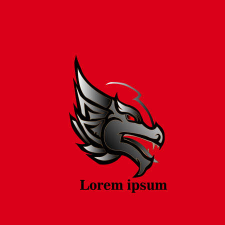 Silver Dragon Logo With Red Backgroundのイラスト素材
