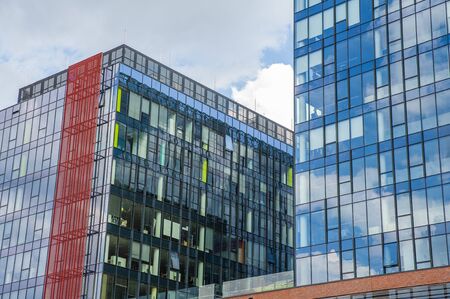 Modern office buildings with glass facade in downtown