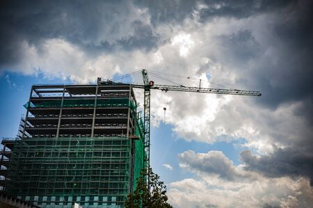 Modern apartment/office building under constructionの写真素材