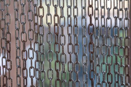 Closeup of the hanging steel chains