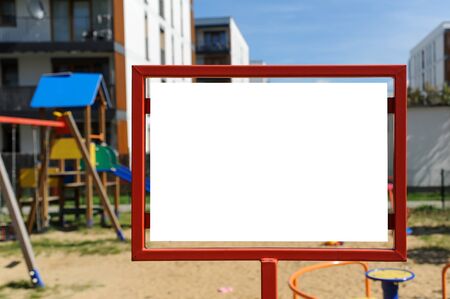 Blank white banner on residential areaの写真素材