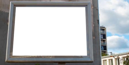 Blank white billboard for advertisement in the city