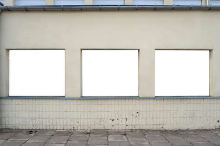 Advertising posters mock-up on the wallの写真素材