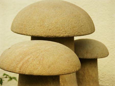 Three mushrooms made out of stone
の写真素材