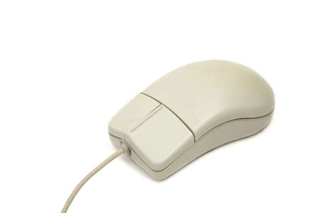 Computer mouse with traces of usage on white backgroundの写真素材