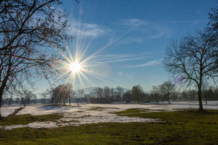 Sunset in the Lauteracher Riedの写真素材