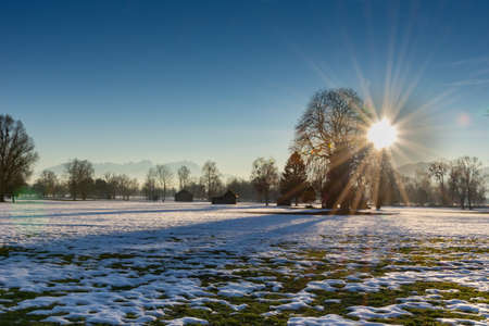 Sunset in the Lauteracher Riedの写真素材