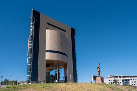 Windhoek, Namibia - July 21 2019: Independence Memorial Museum and Statue of Sam Nujomaのeditorial素材