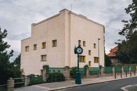 Prague, Czech Republic - August 17 2019: Exterior of Villa Mueller Functionalist Residential House buildt by Adolf Loos and Karel Lhota in 1928-1930のeditorial素材