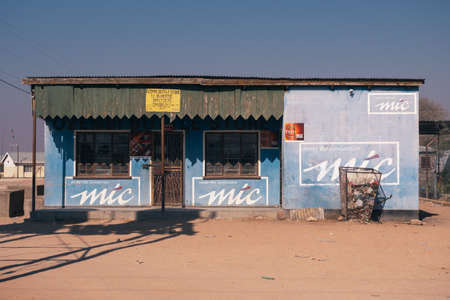 Omatjette, Erongo Region, Namibia - July 24 2019: Bottle Store, a Liquor Store selling Beer in a Local Community in Omatjette, Namibia, Africa.のeditorial素材