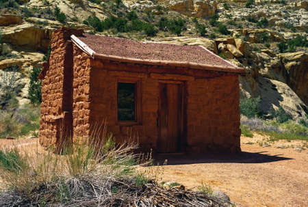 Elijah Cutler Behunin Cabin a Frontier Settler Cabin in Capitol Reef National Park listed on the National Register of Historic Placesのeditorial素材