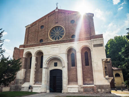 Padua, Italy - August 17 2020: Church of the Eremitani Exterior Facade in Padua also called Church of the Hermits or Chiesa degli Eremitaniのeditorial素材