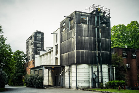 Lynchburg, Tennessee, United States - July 31 2009: Grain Mill Building at the Jack Daniels...