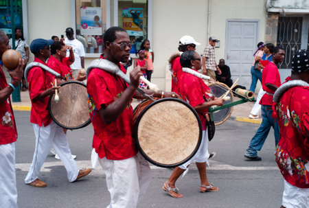 Marigot, Saint Martin - July 14 2013: Parade for Bastille Day or Quatorze Juillet with a Drummer...