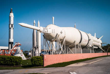 Cape Canaveral, Florida, United States - July 21 2012: NASA Saturn 1B Rocket in the Rocket Garden at Kennedy Space Centerのeditorial素材