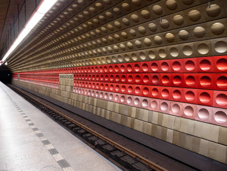 Prague, Czech Republic - July 4 2021: Staromestska Metrro Station in the Old Town of Praha.のeditorial素材