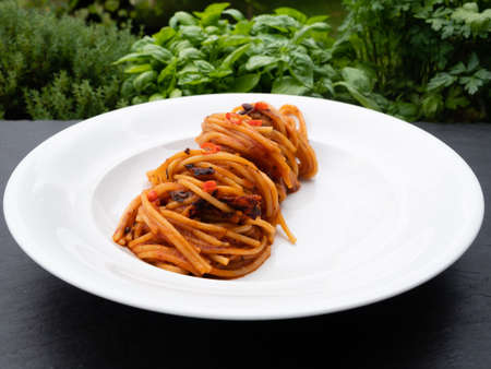 Spaghetti all'Assassina Pasta, a Speciality from Bari, Puglia, Italyの写真素材