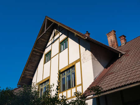 Hohenberg, Austria - September 26 2021: Residential House for the Wittgenstein Forest Management or Personal-Wohnhaus der Wittgensteinschen Forstverwaltung designed by Josef Hoffmann in Art Nouveauのeditorial素材