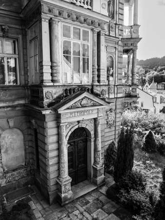 House Dum Metropole Old Building in Carlsbad or Karlovy Vary, Bohemia, Czech Republicの写真素材