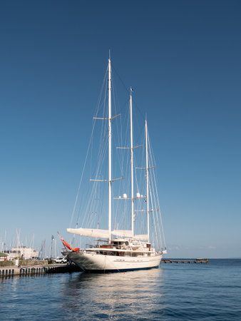 Trieste, Italy June 25 2022: Athena Sailing Yacht out of Georgetown, United States, owned by Dr. Jim Clark and built in 2004 by Royal Huismann Shipyard, Vollenhove, Netherlands.のeditorial素材