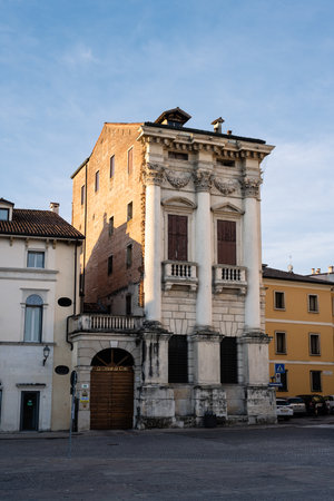 Vicenza, Italy - August 14 2022: Palazzo Iseppo Porto Palace designed by Italian Renaissance architect Andrea Palladio in Contra Porti, Vicenza.のeditorial素材