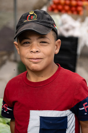 Dayr Allah, Jordan - October 25 2022: Boy at the local Farmers Marketのeditorial素材