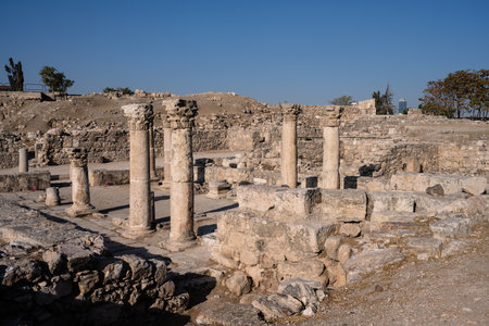 Byzantine Church on the Amman Citadel in Jordan with Corinthian Columns