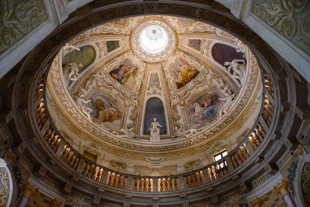 Vicenza, Italy - August 13 2022: Villa La Rotonda or Almerico Capra Valmarana desigend by Andrea Palladio Interior Cupola with Frescoes by Allessandro Maganza.のeditorial素材