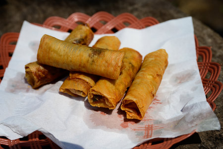 Pisang Goreng Chocolate Fried Bananas Authentic Indonesian Dessertの写真素材