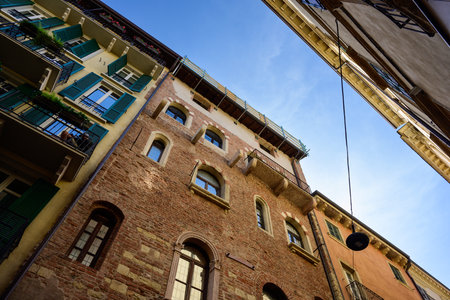 Casa di Giulietta or Juliet's House Palazzo Exterior in Verona, Italyの写真素材