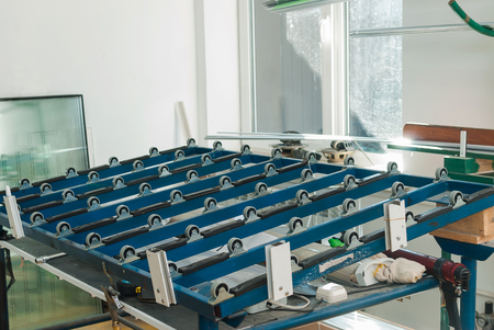 Automatic line for curved glass cutting and transportingの写真素材