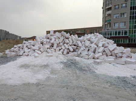 Building material from ancient remains of marine animals.の写真素材