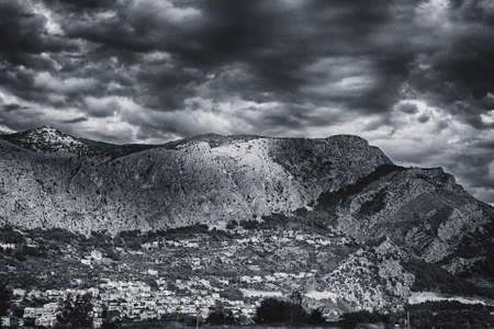 Panorama of town Omis in Croatiaの写真素材