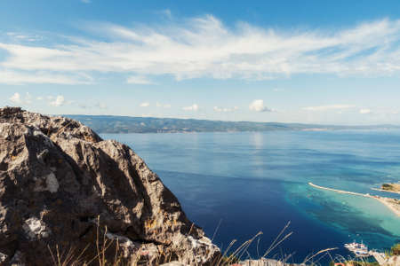 View from the fortress Stari Grad of the city of Omis in Croatia.