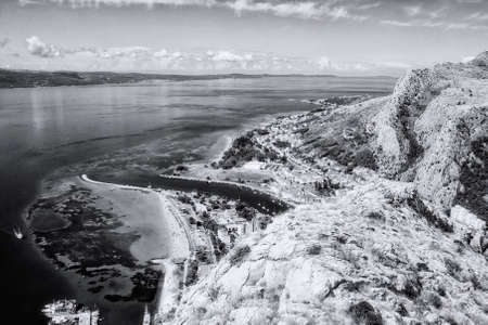 View from the fortress Stari Grad of the city of Omis in Croatia.の写真素材