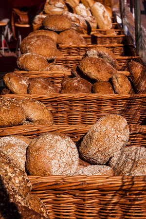 Traditional bread in polish food marketの写真素材