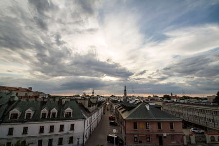 ZAMOSC, POLAND - July 26, 2017: Zamosc - Renaissance city in Central Europe. Panorama of Old Town.