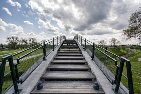 Zamosc - Renaissance city in Central Europe. Footbridge above a railway line.の写真素材