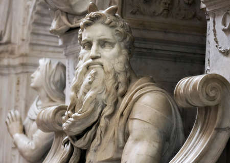 Rome, Italy - June 20, 2011: Famous sculpture of  Moses by Michelangelo, part of the tomb of Pope Julius II, located in San Pietro in Vincoli (Saint Peter in Chains)のeditorial素材